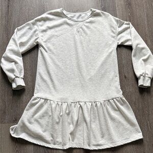 Casual Cream Heather Gray Long Sleeve sweatshirt Dress S